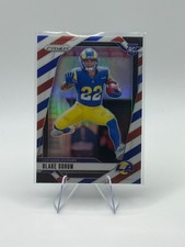 Blake Corum 2024 Panini Prizm Rookie Card RC #308 Red White Blue Prizm LA Rams. rookie card picture