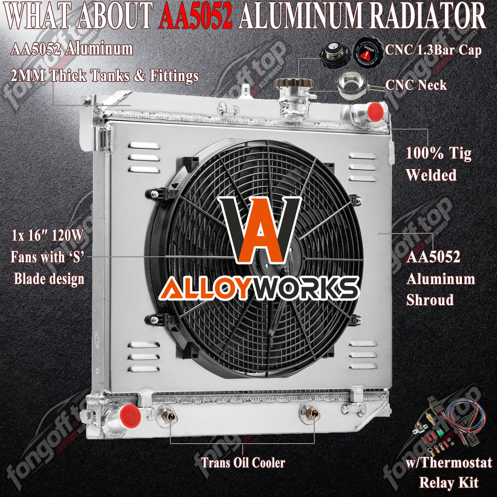4 Row Aluminum Radiator w/Shroud Fan For 2004-12 Chevy Colorado GMC Canyon 3.5L