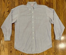Brooks Brothers Classic Fit Dress Shirt Blue White Bengal Stripe Men  s 16.5-35