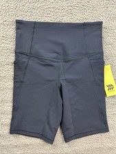 All in Motion Women's Size XS Effortless Support Pocket Bike Shorts 8" Blue