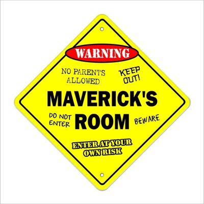 Maverick's Room Sign Crossing Zone Xing | Indoor/Outdoor | 14'' Tall Bedroom D...