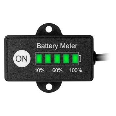 Mini LED Battery Indicator DC 12/24V Battery Fuel Gauges, Battery Gauge for Golf