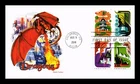 US COVER PANDA CACHETS BLOCK OF 4 FIRST DAY OF ISSUE DRAGONS