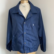 Vintage Mens Made In USA London Fog Jacket Windbreaker Navy Blue Large 80s Nylon