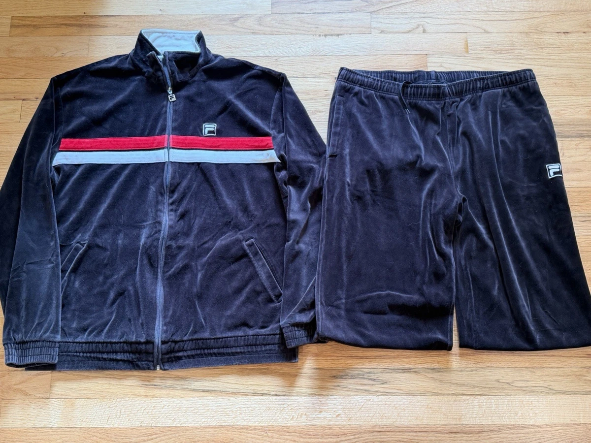 Velour Track Jacket Black Tracksuits & Sets for Men for Sale 