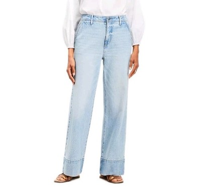 Loft High Rise Wide Leg Jeans in Vintage Light Indigo Wash 31 X 12