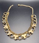 Vintage Gold Tone Chunky Chain Choker Necklace Abstract Flower Accents 16.5” Adj — photo 2