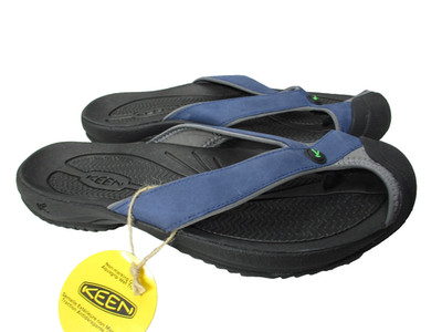 Keen Waimea TG Toe Protect  Flip-Flops Sandals Leather Blue Black Mens Sz 9.5