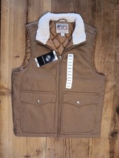 Heritage Brand Weatherproof Men S Vest Tan Zip Front Pockets Sherpa Workwear New