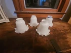 Antique Vintage Ruffled Edge White Milk Glass Shade 2-1/4" Fitter
