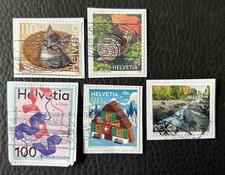 Lot de 5 timbres de Suisse année 2021 à 2023 - Sur Fragment - Briefmarken P75
