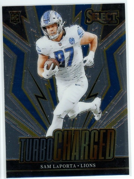 Sam LaPorta 2023 Panini Select #TUR-SLA Detroit Lions Turbocharged RC