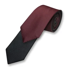 Biagio TWO-SIDED NeckTie Solid BURGUNDY and BLACK Mens Neck Tie