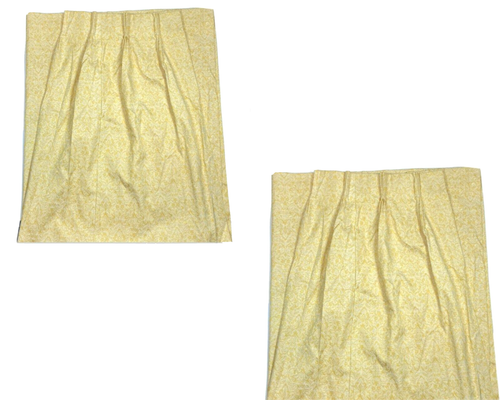 2 Vintage 60s Pinch Pleat Curtains Drapes Sears Roebuck Pair Yellow Embroidered