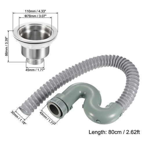 Sink Stopper Bathroom Drain Filter Plug w 80cm Pipe for Basin without Overflow - Picture 2 of 6