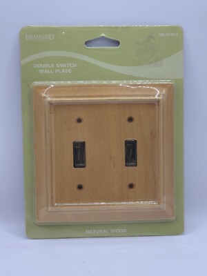 2003 BRAINERD DOUBLE SWITCH WALL PLATE COVER - NATURAL WOOD - SEALED NEW