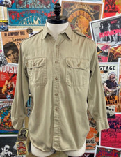 Vtg Mens 60s 70s Khaki Sanforized Twill V Command Military Uniform Shirt