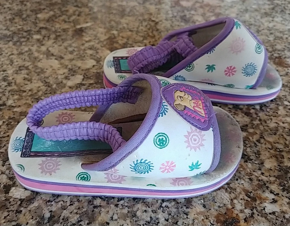 Disney Girls Lion King White Lavender Sandals Flip Flops Size 6-7 - Image 3 of 4