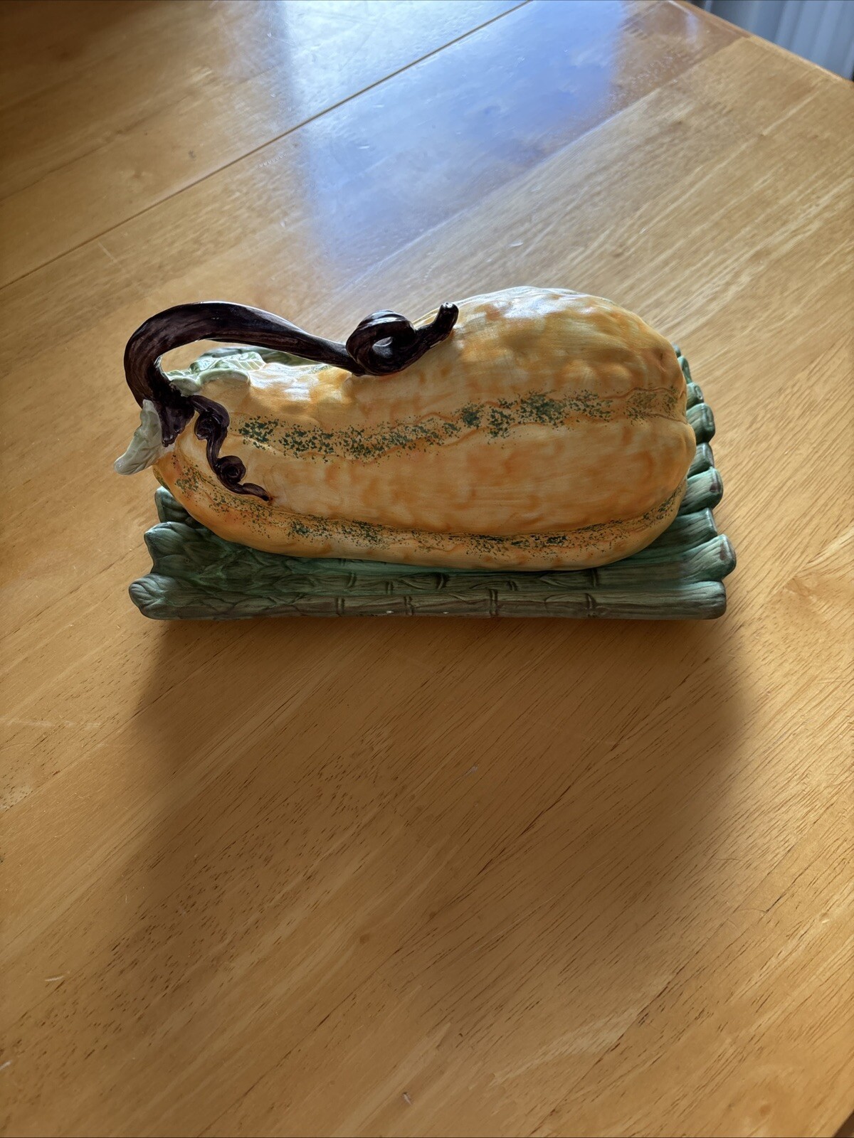 Ceramic Gourd & Asparagus Butter Dish