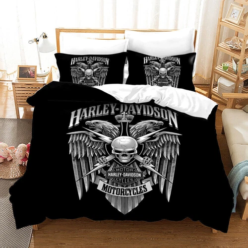 Harley Davidson Duvet Quilt Cover Bedding Set Single Double King Pillowcase Gift - Picture 5 of 20