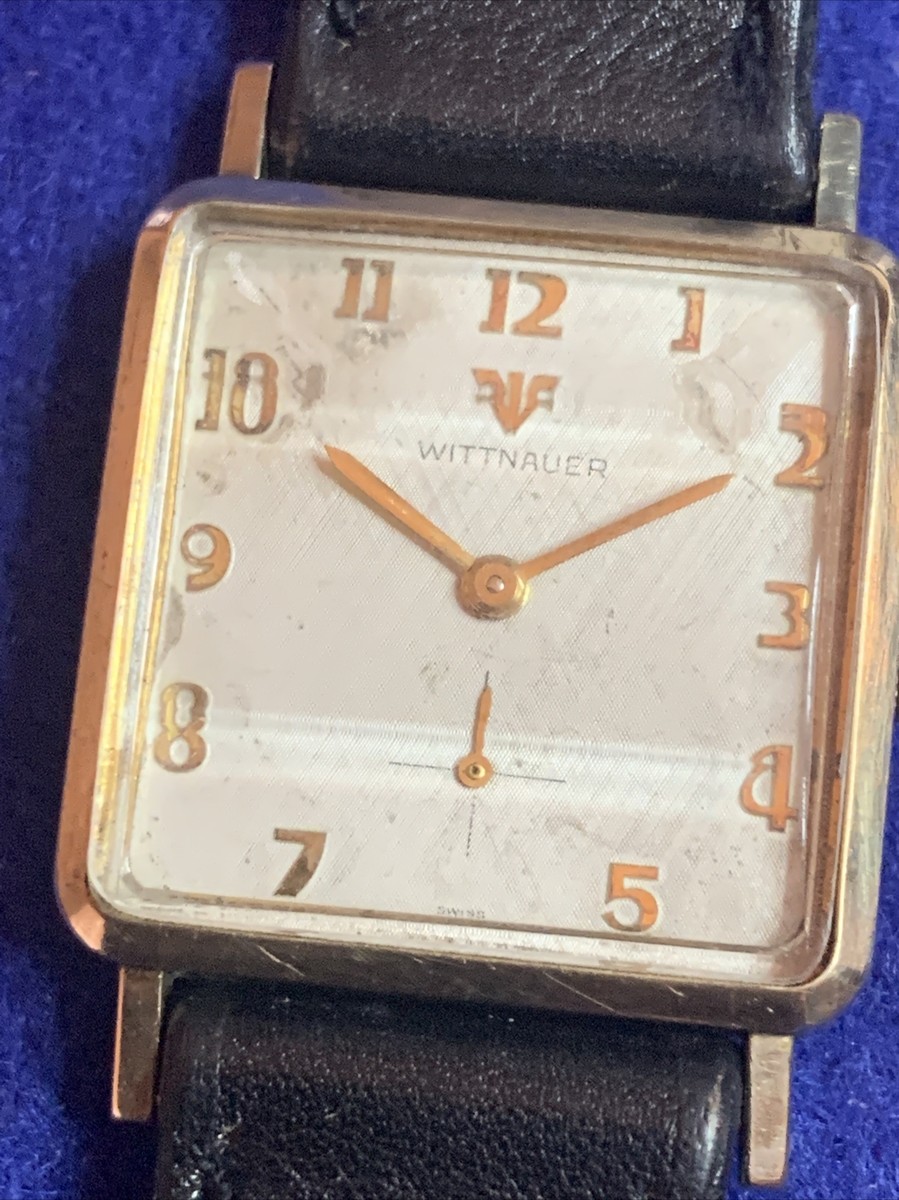 Vintage Mens Wittnauer 10K GF Top Square Case 17J 9WN 5009 Swiss