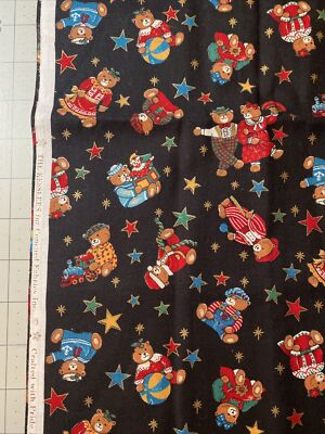 Christmas Teddy Bears 1 Yard The Kesslers Concord Cotton Fabric - New