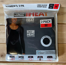 32 Degrees Heat Women's 2-Pack Long Sleeve Scoop Neck Tee, Black, Size M