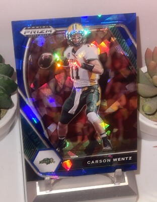 2021 Panini Prizm Draft Picks Carson Wentz Blue Shimmer Prizm #/99  NDSU Bison