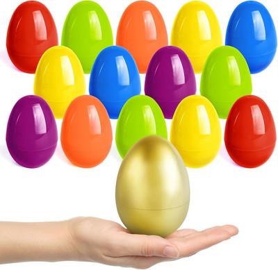 3.5  Unfilled Easter Eggs, 36 Pcs Colorful Egg plus 1 Golden Egg, Empty Plastic 