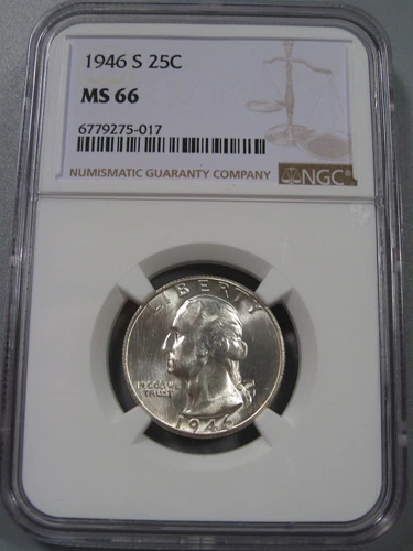 GEM BU 1946-S Silver Washington Quarter NGC MS66 White!  #7