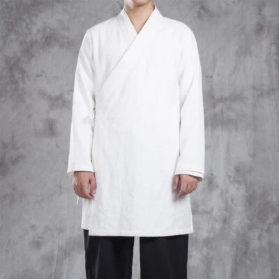 Herren Freizeit Kreuz über Vorne Hemd Bluse Langleine Kungfu Tai Chi Flügel Chun - Bild 1 von 4
