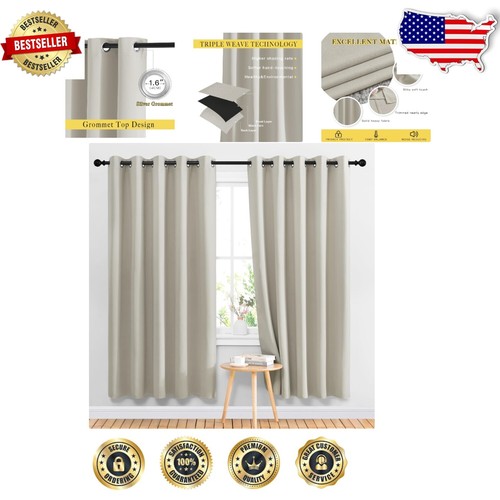 2 Paneele Natürliche Verdunkelungsvorhänge - 66"x72" mit Thermo & Schallschutz Funktionen