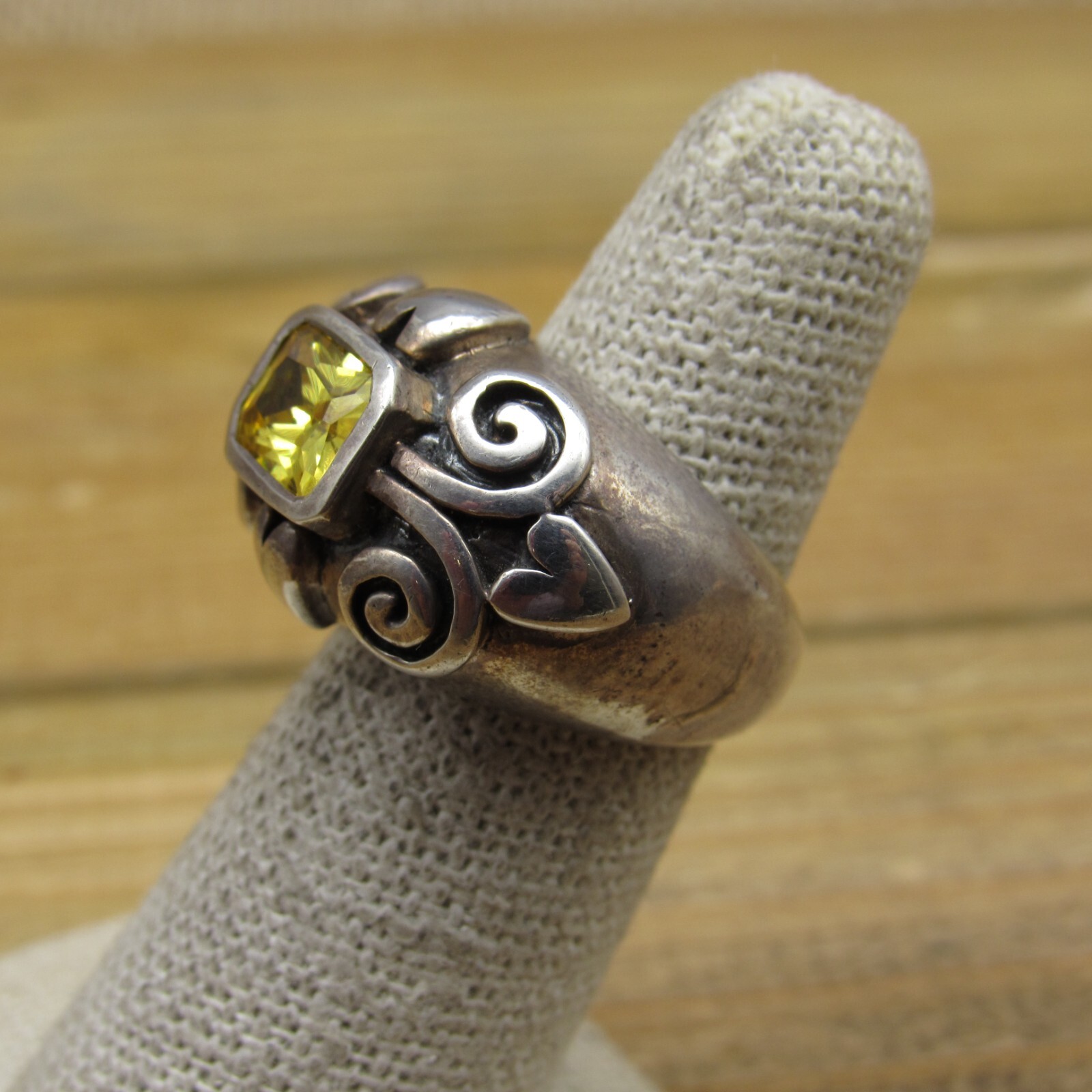 Vintage Sterling Silver Ring Rectangle Synthetic … - image 2