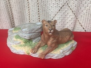 Vintage Stratford Master Works Porcelain Mountain Lion Puma Cougar RARE  ❤️sj7m