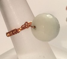 Handmade Copper wire-wrapped Bead Ring 14mm Faceted Size 8