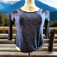 Womens Cold Shoulder Top Size 2X Blue Space Dye Long Sleeve