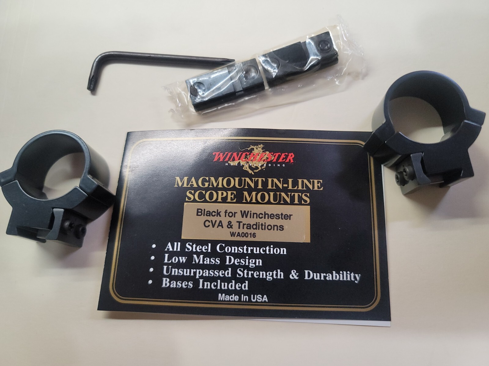 Winchester 1” scope mount rings w/bases for CVA & Traditions ,steel ...