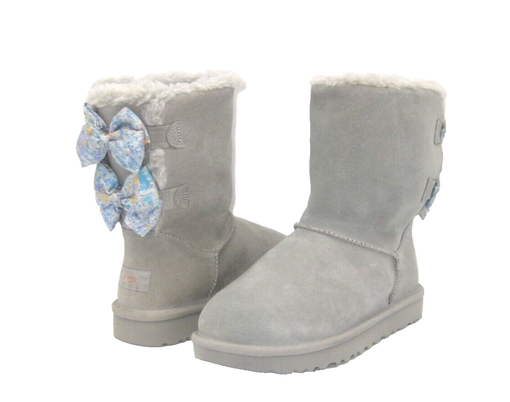 UGG BAILEY BOW ABSTRACT SPLATTER WOMEN BOOT SUEDE SEAL GREY US 7 /UK 5 /EU 38
