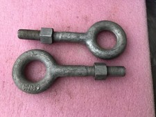 Lot of 2: 1  -8 Eye Bolt Hot Dip Galvanized, 6  Shank w/Stop Nut Total Length 10  