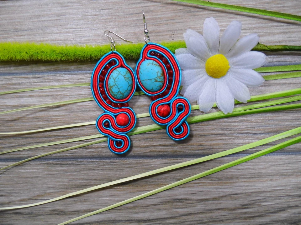 Ohrringe Technik soutache Kunsthandwerk  - Bild 3 von 4