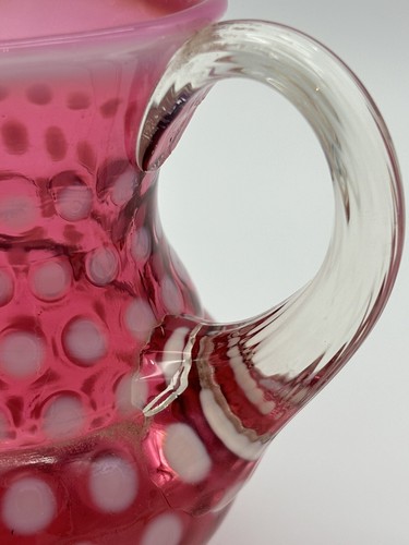 Fenton Art Glass Cranberry Opalescent Coin Dot Creamer 4.5” c 1945 - Picture 6 of 11
