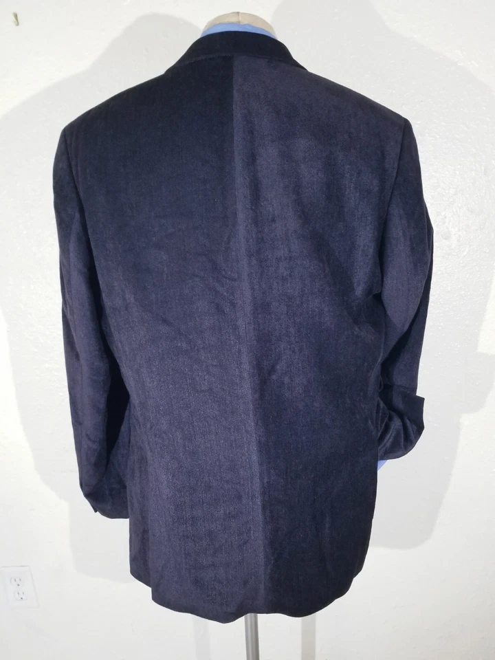 42L Iconic Boss SAKS 紫色黑色 Fleck Velvet Velour 运动外套夹克 — 第 3/4 张图片