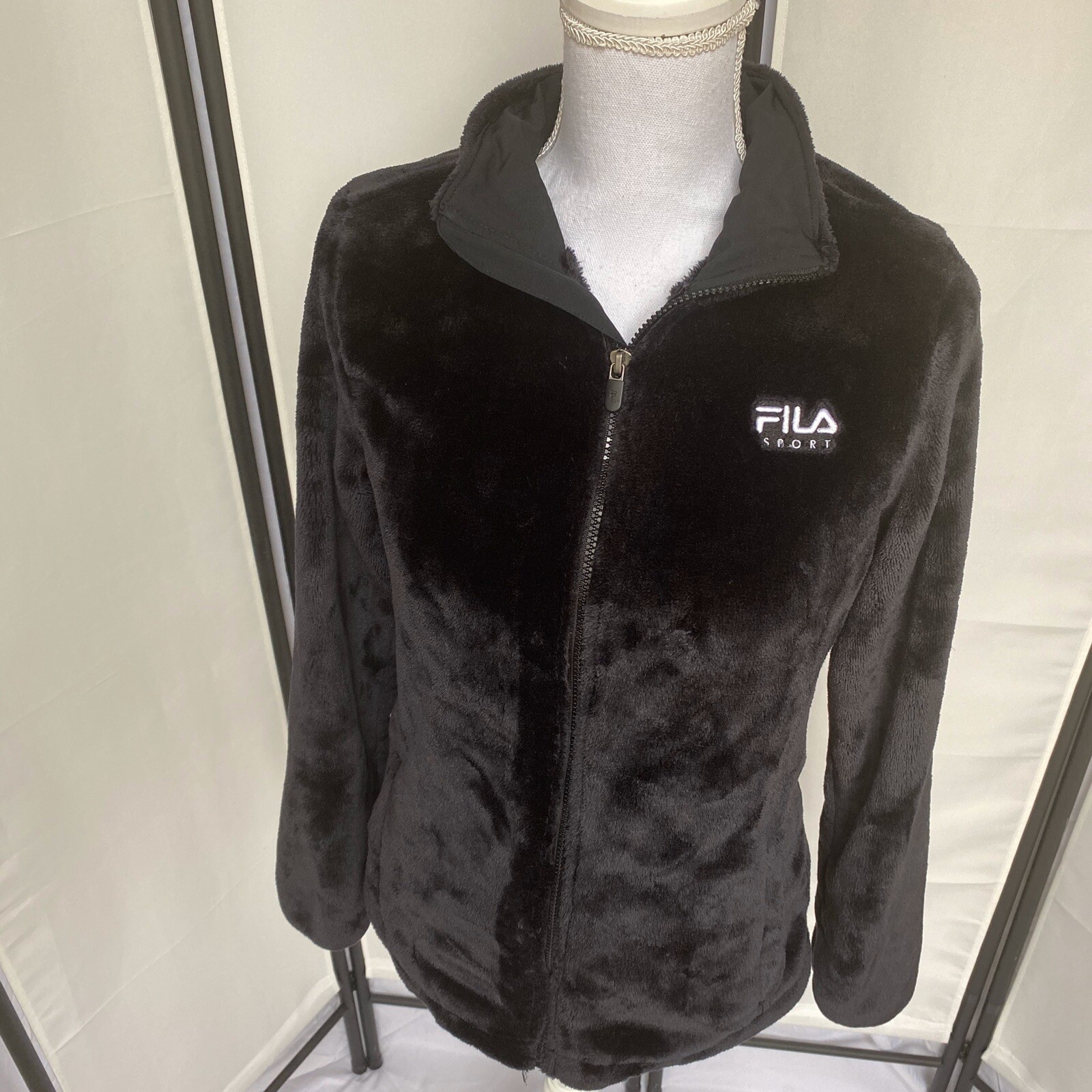 Giacca leggera Fila Sport donna M full zip top pelliccia sintetica super morbida abbigliamento attivo F3