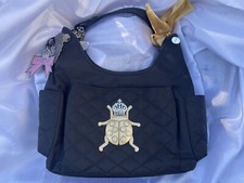 My Flat In London Black Chain Strap Beetle Shoulder Bag Rhinestone Crown