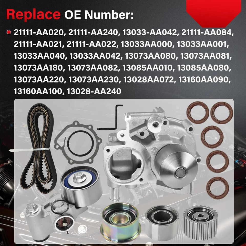 Kit de correia dentada bomba de água para 2006-12 Subaru Outback Impreza Forester 2.5L SOHC - Imagem 2 de 4