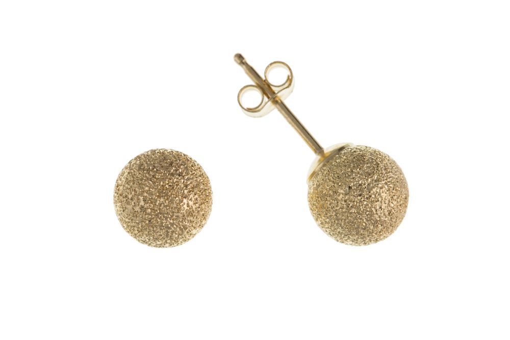 5mm Frosted Ball Stud Earrings Solid 9ct Gold eBay