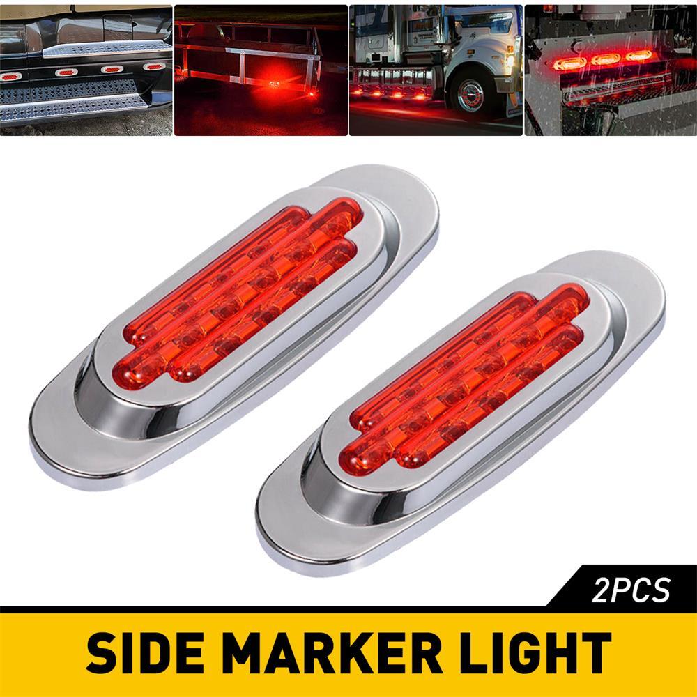 2Pcs Red LED Side Marker Lights 16-SMD for RV Truck Trailer 12V