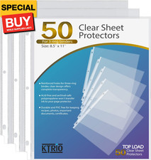 Sheet Protectors 8.5 x 11 inch, Clear Page Protector for 3 Ring Binder, Plastic