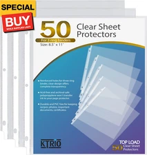 Sheet Protectors 8.5 x 11 inch, Clear Page Protector for 3 Ring Binder, Plastic 