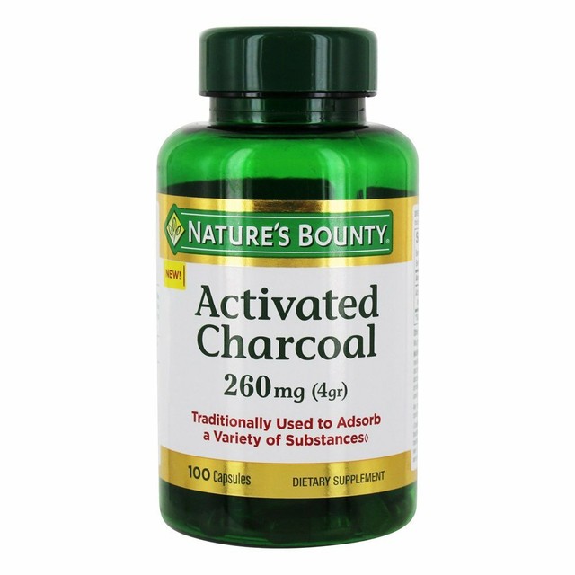 Nature's Bounty Activated Charcoal 260 MG 4gr 100 Capsules for sale